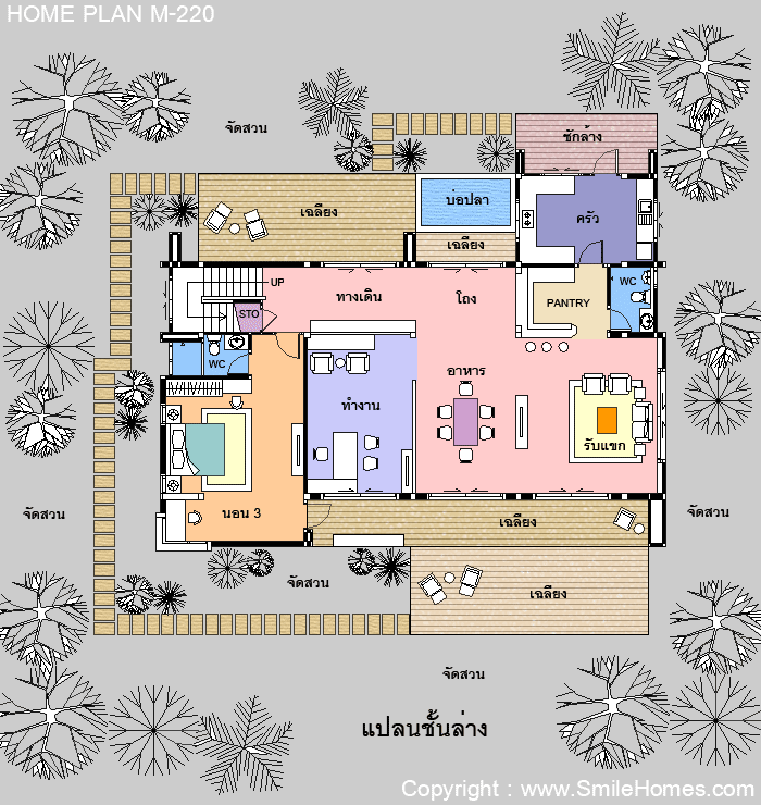 แบบแปลนบ้านนี้เป็นทรัพย์สิน และลิขสิทธิ์ของ บริษัท สไมล์โฮม จำกัด ห้ามนำไปใช้ โดยไม่ได้รับอนุญาต : www.smilehomes.com