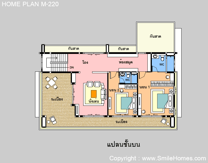 แบบแปลนบ้านนี้เป็นทรัพย์สิน และลิขสิทธิ์ของ บริษัท สไมล์โฮม จำกัด ห้ามนำไปใช้ โดยไม่ได้รับอนุญาต : www.smilehomes.com