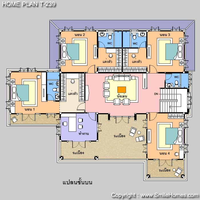 แบบแปลนบ้านนี้เป็นลิขสิทธิ์ของ บ.สไมล์โฮม จ. ห้ามนำไปใช้โดยไม่ได้รับอนุญาต : www.smilehomes.com