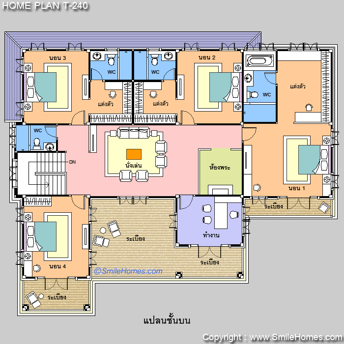 แบบแปลนบ้านนี้เป็นลิขสิทธิ์ของ บ.สไมล์โฮม จ. ห้ามนำไปใช้โดยไม่ได้รับอนุญาต : www.smilehomes.com