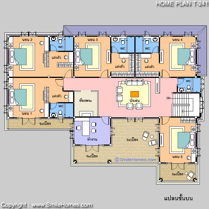 แบบแปลนบ้านนี้เป็นลิขสิทธิ์ของ บ.สไมล์โฮม จ. ห้ามนำไปใช้โดยไม่ได้รับอนุญาต : www.smilehomes.com